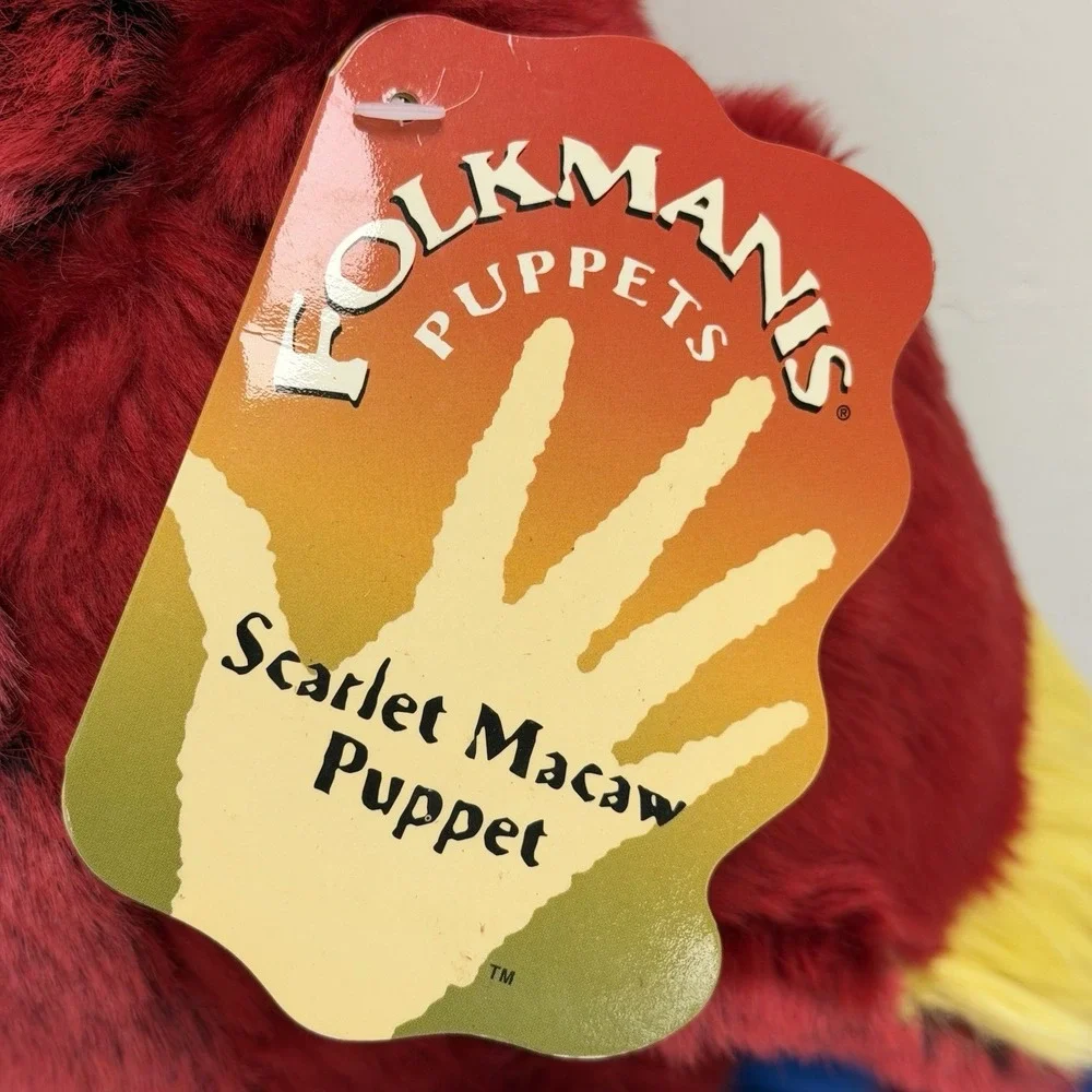 Folkmanis Puppets Scarlet Macaw Hand Puppet Toy Plush Stuffed Animal NEW w/FLAW